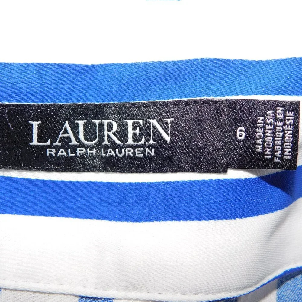 Lauren Ralph Lauren Womens 6 Blue White Striped Wide Leg Pant High Rise - Picture 5 of 16